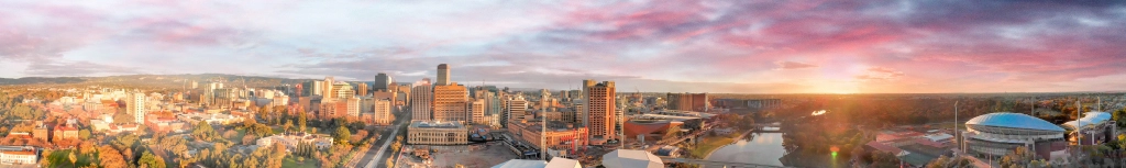 Panorama of Adelaide where Well Done has a Contact Centre that answers telephone calls for Australian business and government.